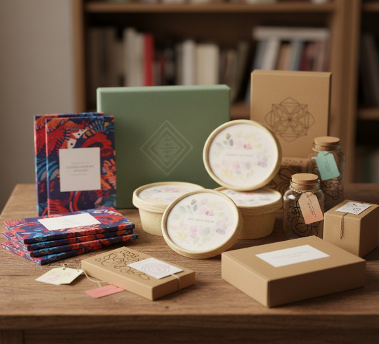 Customized product packaging with different designs and colors showing personalized packaging trends for modern brands